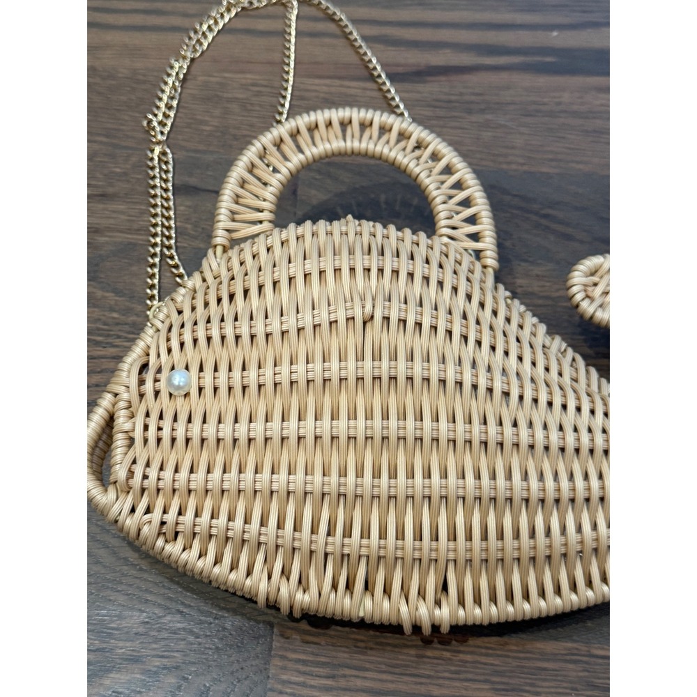 Tommy Bahama Whale Wicker Crossbody Bag Natural Wicker Pearl Eye WW0008 NEW - Picture 7 of 8